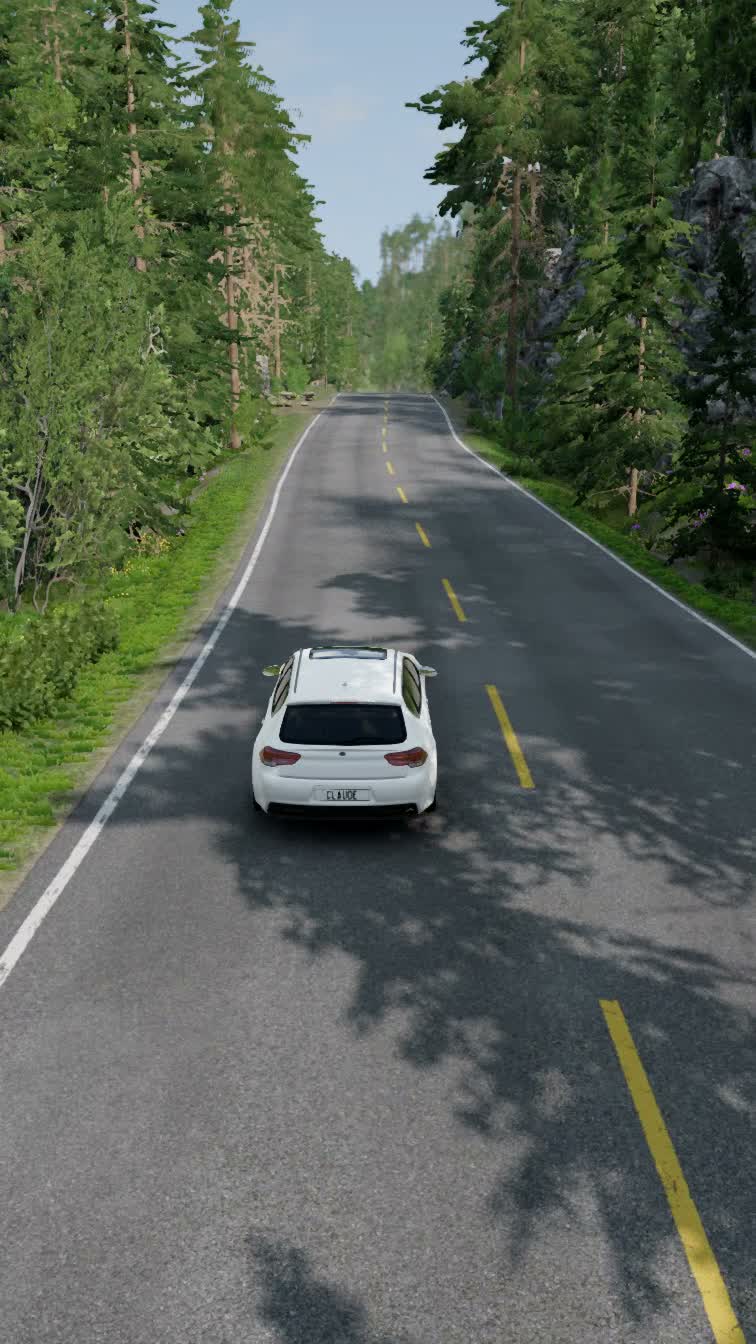 Escena cinematográfica generada automáticamente en BeamNG